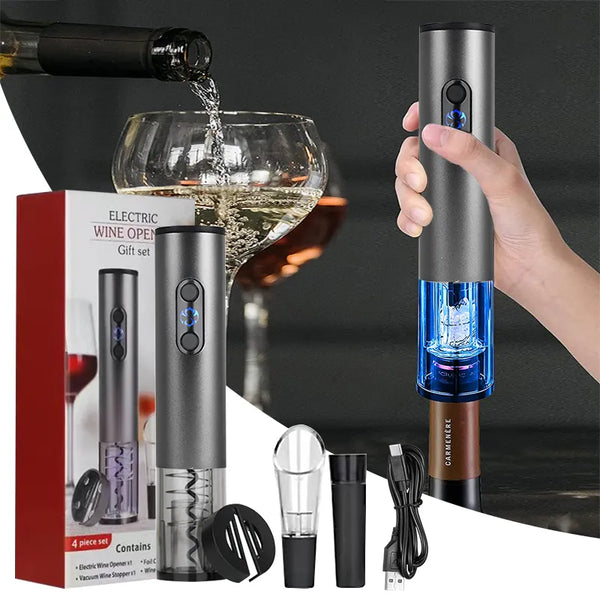 Electric Wine Opener Set | Tomeem Wine Gift Set | TOMEEM Wine Bottle Opener  Set - YouTube